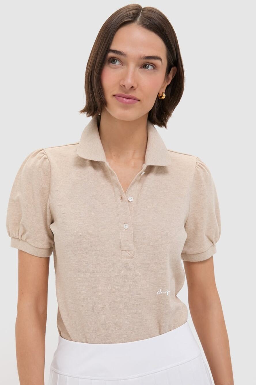 TUCKERNUCK Sandstone Pique Puff Sleeve Peggy Polo Size XL NWT